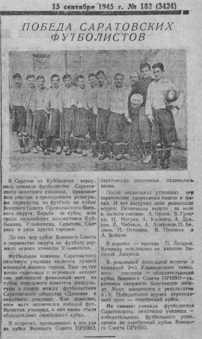 Кубок Приволжского ВО по футболу - 1945